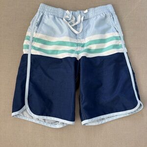 Hanna Andersson Blue and Light Blue Striped Board Shorts